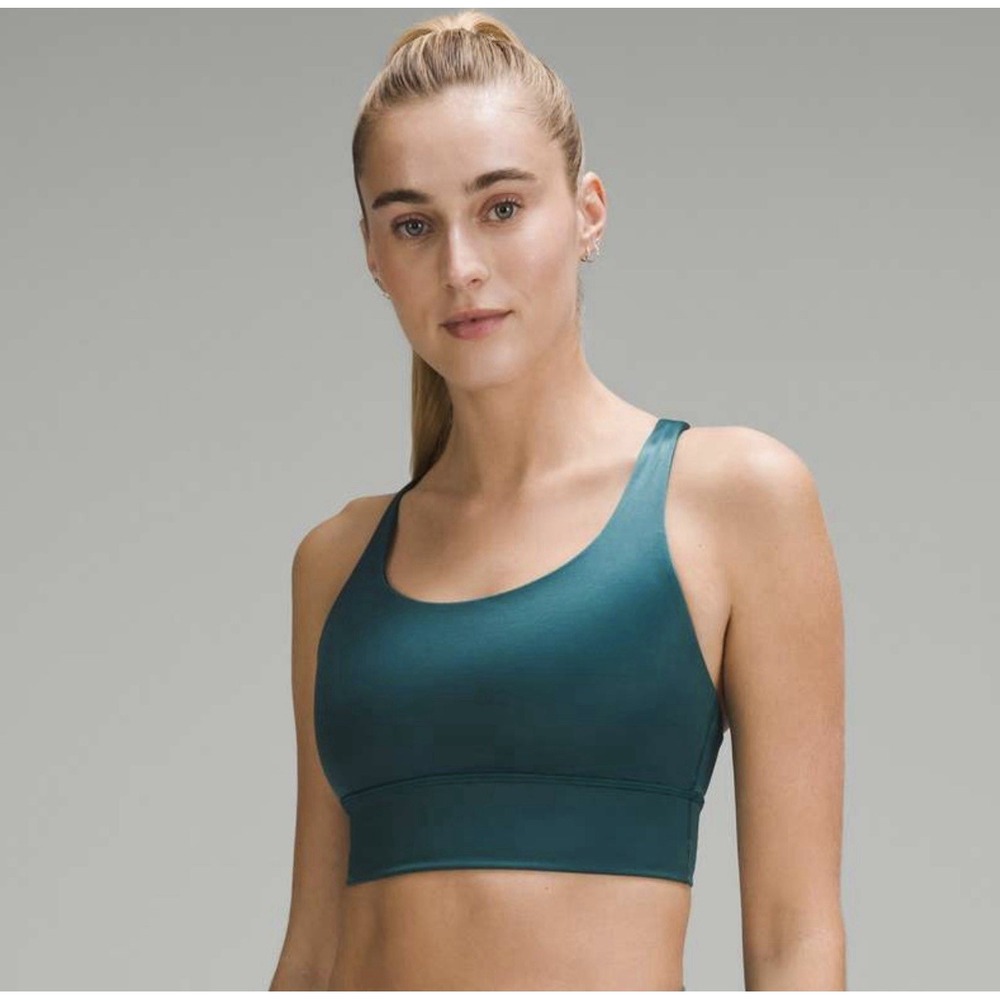 Lululemon Energy Longline Bra Sz 4 - *Medium Support, B-D Cups Foil Storm Teal